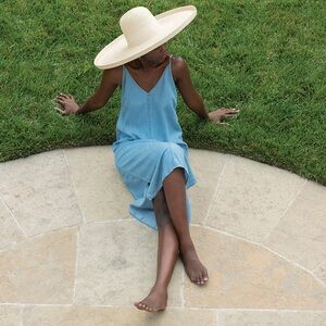 Bi-Coastal Slip Dress Woven by Synergy Organic Blue Denim Maxi Dress Medium wash